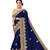 Blue embroidered silk saree with blouse