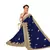 Blue embroidered silk saree with blouse