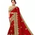 Red embroidered silk saree with blouse