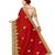 Red embroidered silk saree with blouse