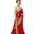 Red embroidered silk saree with blouse