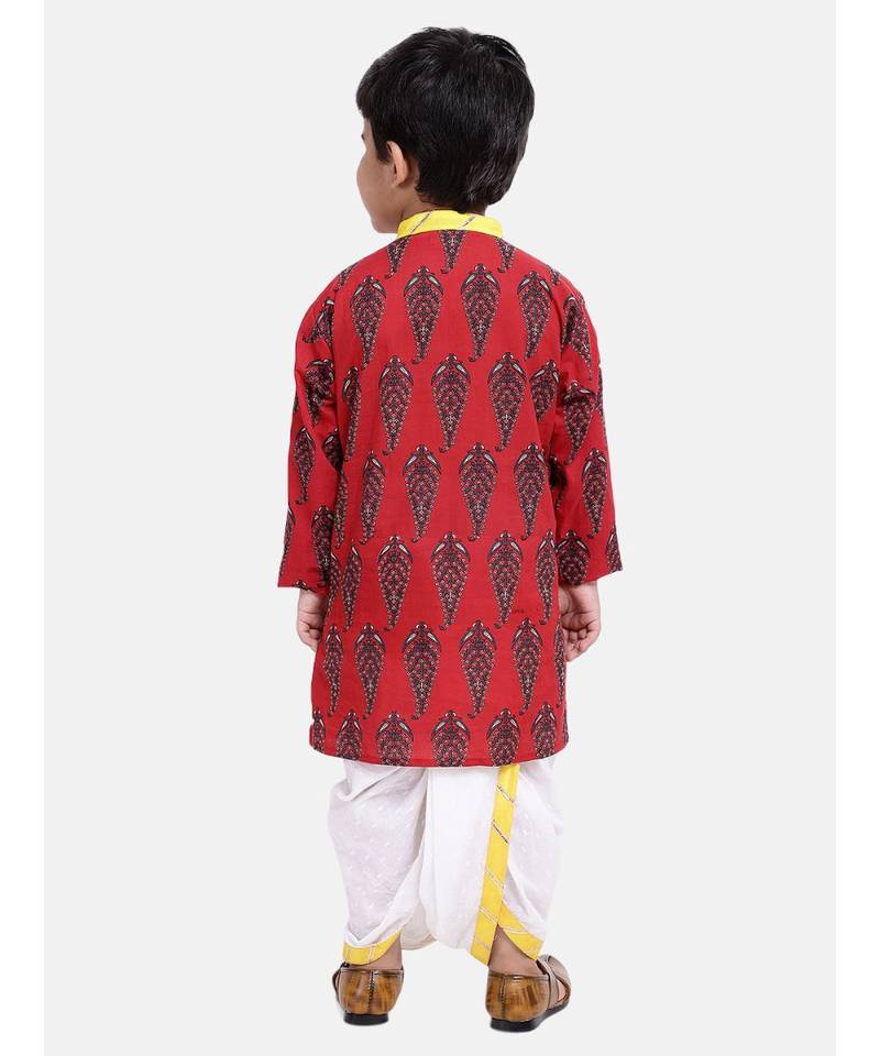 Boys Jaipuri Print Cambric Cotton Dhoti Kurta