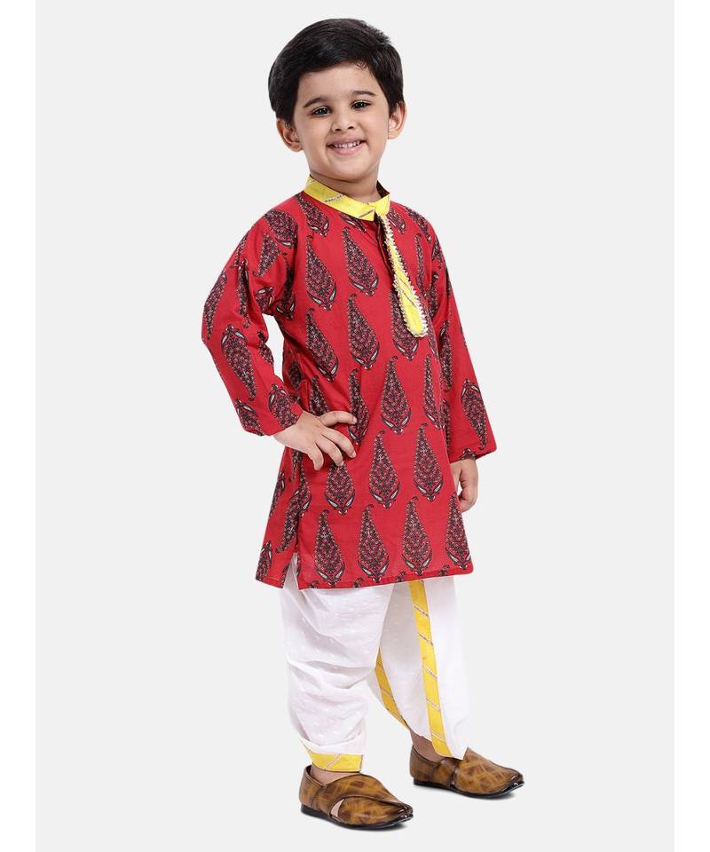 Boys Jaipuri Print Cambric Cotton Dhoti Kurta