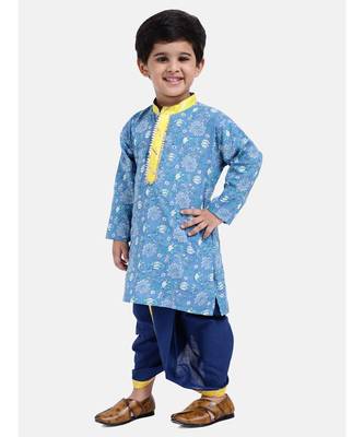 Boys Jaipuri Print Cambric Cotton Dhoti Kurta 1