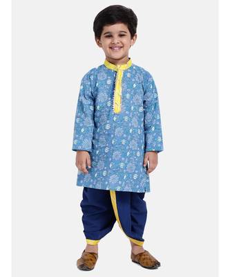 Boys Jaipuri Print Cambric Cotton Dhoti Kurta 2