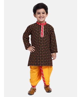 Boys Jaipuri Print Cambric Cotton Dhoti Kurta 1