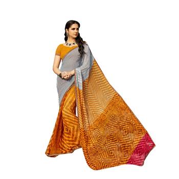 multicolor printed georgette saree with blouse 1