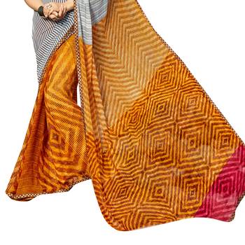 multicolor printed georgette saree with blouse 3