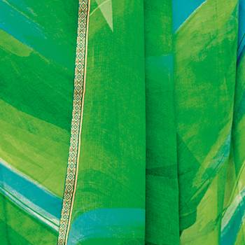 Green printed georgette saree with blouse 4