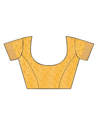 Mustard printed silk blend saree with blouse 5