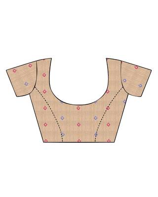 Beige woven cotton saree with blouse 3