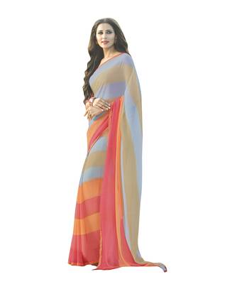 multicolor printed georgette saree with blouse 1
