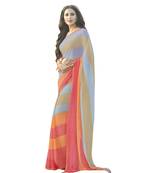 multicolor printed georgette saree with blouse