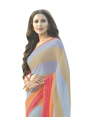 multicolor printed georgette saree with blouse 2