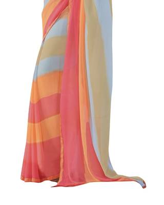 multicolor printed georgette saree with blouse 3