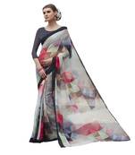 multicolor printed georgette saree with blouse