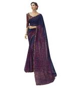 multicolor printed georgette saree with blouse