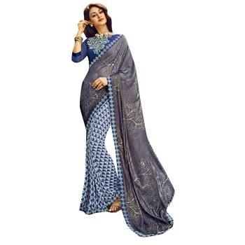 multicolor embroidered georgette saree with blouse 1