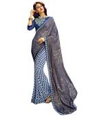 multicolor embroidered georgette saree with blouse