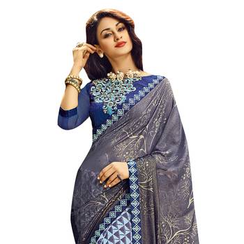multicolor embroidered georgette saree with blouse 2