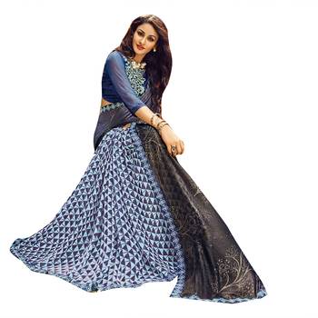 multicolor embroidered georgette saree with blouse 5