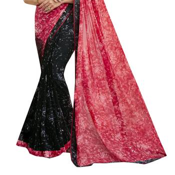 Peach embroidered georgette saree with blouse 3