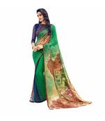 multicolor printed georgette saree with blouse