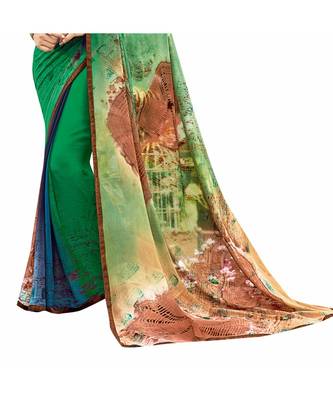 multicolor printed georgette saree with blouse 3