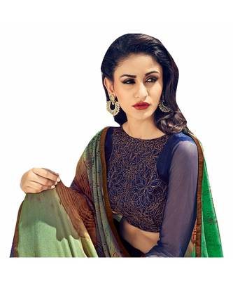 multicolor printed georgette saree with blouse 4