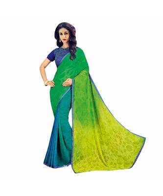 multicolor printed georgette saree with blouse 1