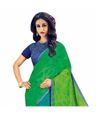multicolor printed georgette saree with blouse 2