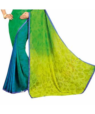 multicolor printed georgette saree with blouse 3