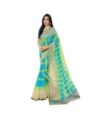 multicolor printed Net saree with blouse 1