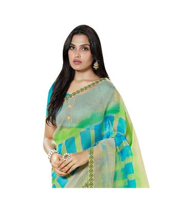 multicolor printed Net saree with blouse 2
