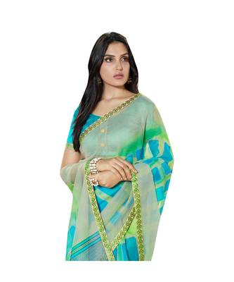 multicolor printed Net saree with blouse 5