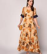 Beige printed Rayon kurti