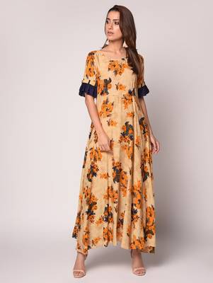 Beige printed Rayon kurti 2
