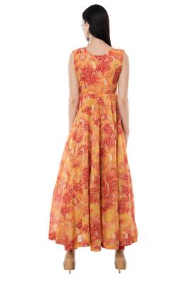 Orange printed polyester kurti 4