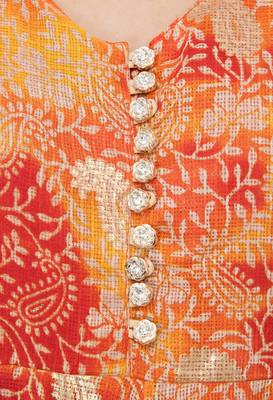 Orange printed polyester kurti 5