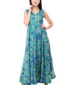 Sky Blue printed polyester kurti