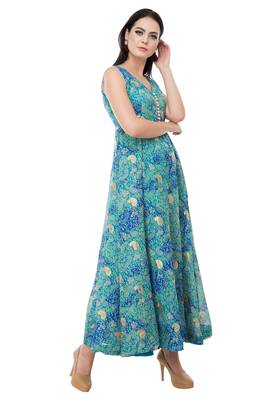 Sky Blue printed polyester kurti 2