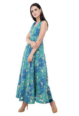 Sky Blue printed polyester kurti 3