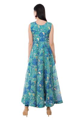 Sky Blue printed polyester kurti 4