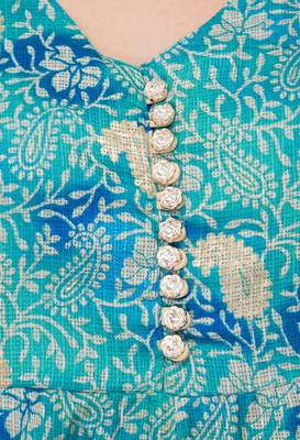 Sky Blue printed polyester kurti 5