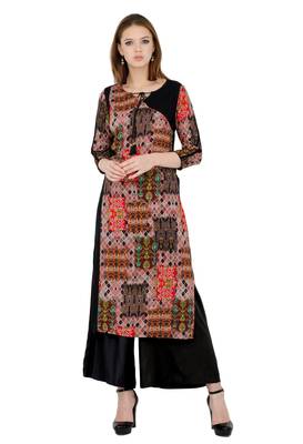 Pink printed viscose kurti 1