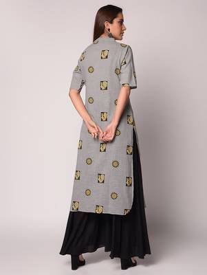 Grey printed Cotton kurti 4