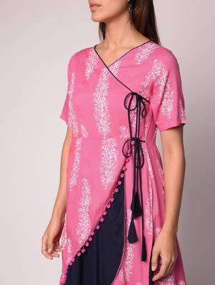 Pink printed Cotton kurti 5
