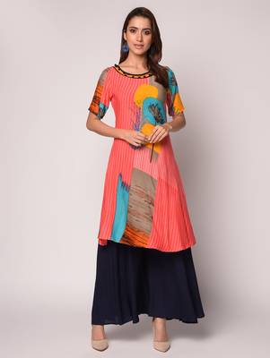 Pink printed Rayon kurti 2