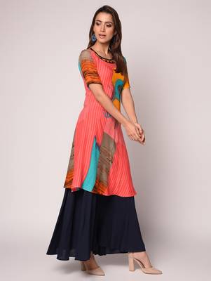 Pink printed Rayon kurti 3