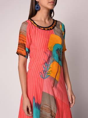 Pink printed Rayon kurti 5